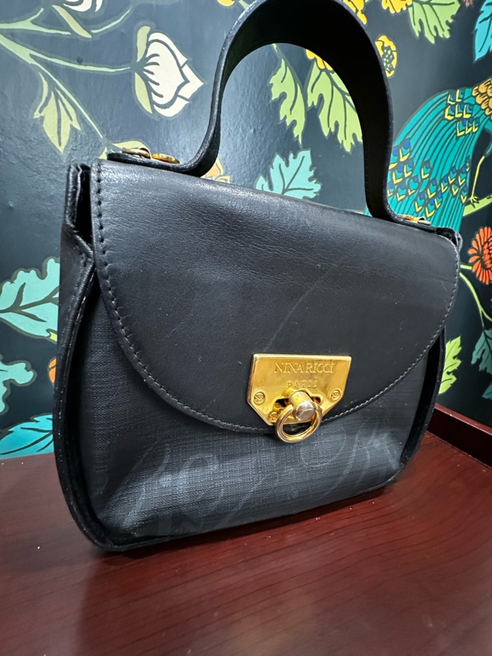 Nina Ricci Black Mini Top-Handle Bag with Gold Hardware - Picture 4 of 12
